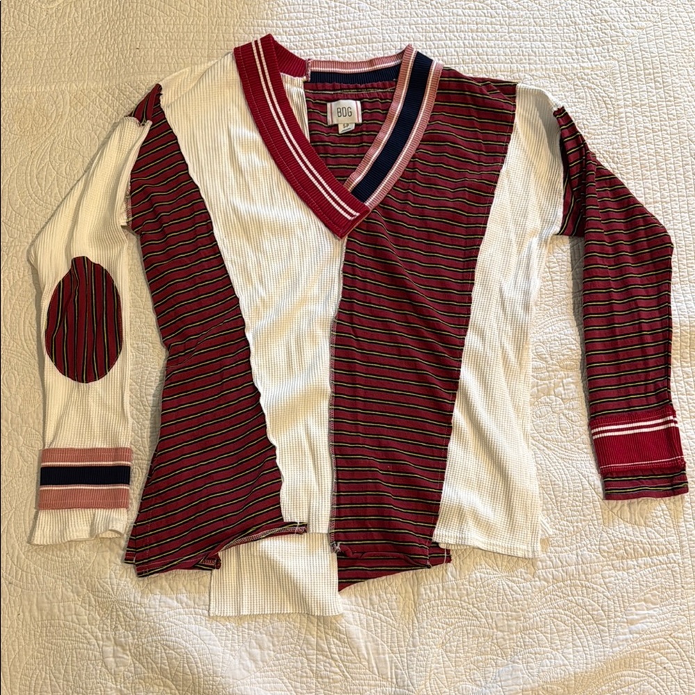 BDG Striped Red and White Long Sleeve Top